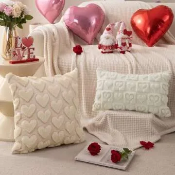 DFXSZ Valentines Pillow Covers Soft Plush Heart Design