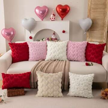 DFXSZ Valentines Pillow Covers Soft Plush Heart Design