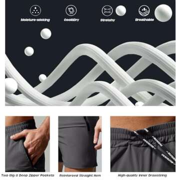 Comfort and Style GYM REVOLUTION Men's 5 Pack Training Shorts