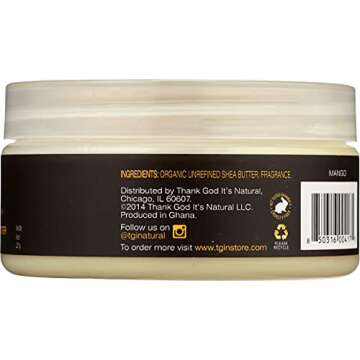 tgin Organic Raw Unrefined Shea Butter - Mango - For Natural Hair - Dry Hair - Curly Hair - 8 Oz