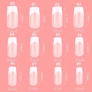 cobee Press on Nails Square Long, 360 Pcs Coffin Fake Nails French Tip Nude Color False Nail Glossy Full Cover Glue on Nails Ballerina Nail Art Manicure Decorations for Women Girls(Rectangle)