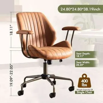 CAODOC High Back Office Chair,Modern Swivel Office Chair,Brown Suede Fabric Gaming Chair,Height Adju...