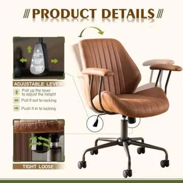 CAODOC High Back Office Chair,Modern Swivel Office Chair,Brown Suede Fabric Gaming Chair,Height Adjustable Home Office Desk Chair with Lumbar Support