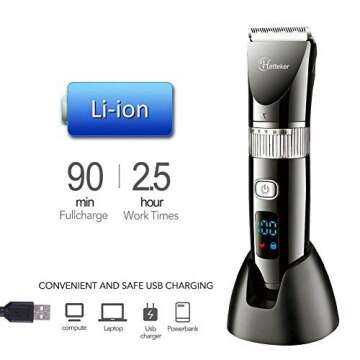 Hatteker Cordless Hair Trimmer Pro - USB Rechargeable Waterproof Men's Grooming Tool