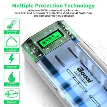 BONAI LCD Battery Charger Fast Charging C D AA AAA 9V