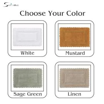 Cotton Crochet Bathmat with Antiskid 17x24 White, 100% Pure Cotton, Super Soft White, Plush & Absorbent, Hand Tufted Heavy Weight Construction, Full Reversible Step Out Rugs