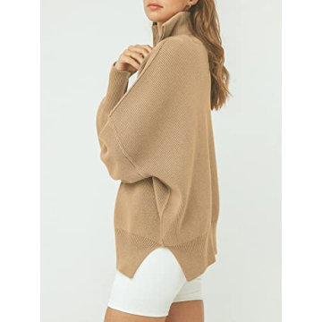 ANRABESS Oversized Quarter Zip Sweater for Fall Fashion