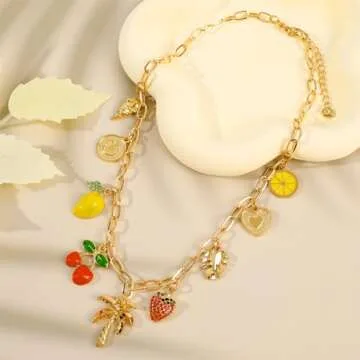 Trendy Gold Charm Necklace for Women Summer Style Jewelry