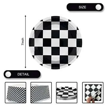 Black and White Checkered Racecar Themed Birthday Party Tableware, 20 Plates and 20 Napkins and Tablecloth71 '' x 42 '' Children's Racecar Theme Birthday Party Decorate Supplies for Boys Girls