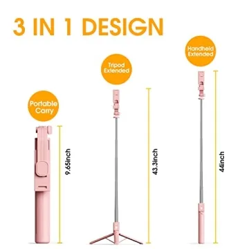 Selfie Stick Tripod 44-inch with Remote for iPhone and Android