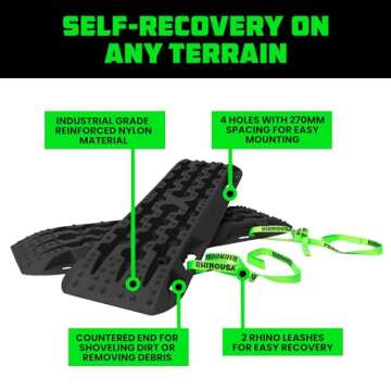 Rhino USA Recovery Traction Boards (Black) - Ultimate Offroad Tracks Board for 4x4 Vehicles - Best O...