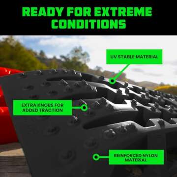 Rhino USA Recovery Traction Boards (Black) - Ultimate Offroad Tracks Board for 4x4 Vehicles - Best Off-Road Accessories for Sand, Mud & Snow - Heavy Duty Zipper Carry Bag Included