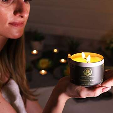 Sensual Massage Candle - Melts to Silky Oil, No Waxy Residue - Skin Moisturizing Body Massage Oil Candles (160 Grams or 6 oz.) - with Palmarosa, Ylang Ylang, Black Pepper by PURE EARTH essentials