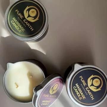 Sensual Massage Candle - Melts to Silky Oil, No Waxy Residue - Skin Moisturizing Body Massage Oil Candles (160 Grams or 6 oz.) - with Palmarosa, Ylang Ylang, Black Pepper by PURE EARTH essentials