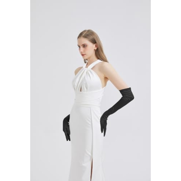 Elegant Long Black Satin Gloves for Parties and Weddings