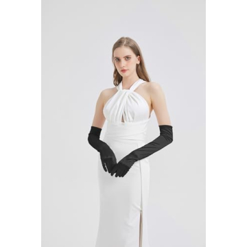 Elegant Long Black Satin Gloves for Parties and Weddings