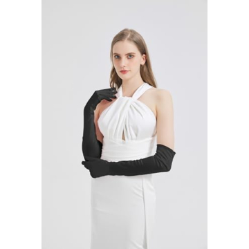 Elegant Long Black Satin Gloves for Parties and Weddings