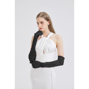 Elegant Long Black Satin Gloves for Parties and Weddings