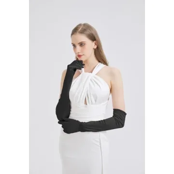 Elegant Long Black Satin Gloves for Parties and Weddings