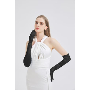 Elegant Long Black Satin Gloves for Parties and Weddings