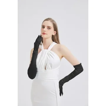 Elegant Long Black Satin Gloves for Parties and Weddings
