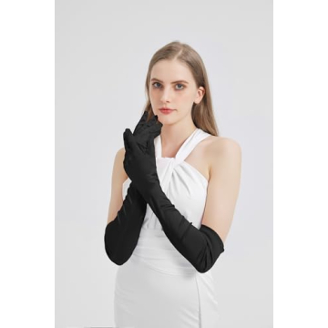 Elegant Long Black Satin Gloves for Parties and Weddings