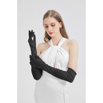 Elegant Long Black Satin Gloves for Parties and Weddings