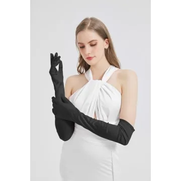Elegant Long Black Satin Gloves for Parties and Weddings