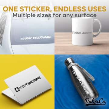 VulgrCo Custom Social Media Stickers - Personalized Vinyl Tags