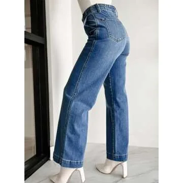 High Waisted Stretchy Wide Leg Jeans for Women