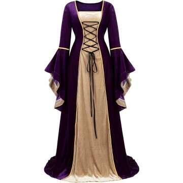 Elegant Victorian Velvet Renaissance Dress for Women