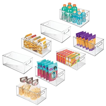 mDesign Deep Plastic Kitchen Storage Bins, 8 Pack, Clear