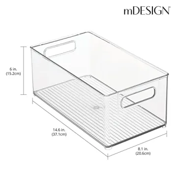 mDesign Deep Plastic Kitchen Storage Bins, 8 Pack, Clear