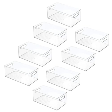 mDesign Deep Plastic Kitchen Storage Bins, 8 Pack, Clear