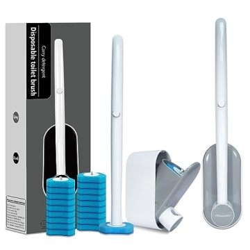 Hisucbetter 2Pack Disposable Toilet Brush and Holder with 16 Toilet Bowl Wand Refills Loaded Scrubbi...