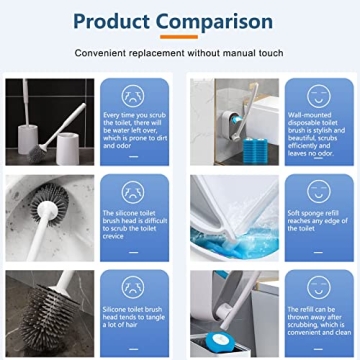 Hisucbetter Disposable Toilet Brush Set with 16 Refills