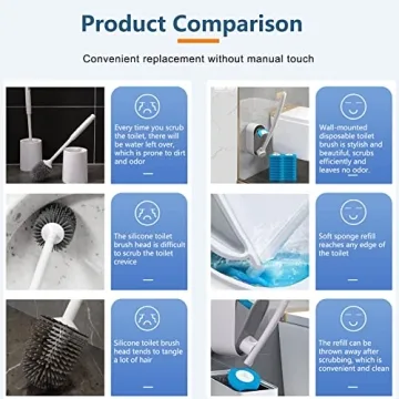 Hisucbetter Disposable Toilet Brush Set with 16 Refills