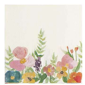 Juvale 100 Pack Vintage Style Disposable Floral Paper Napkins, 2-Ply, 6.5x6.5”, Napkins for Garden Bridal Shower, Tea Party, & Wedding