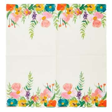 Juvale 100 Pack Vintage Style Disposable Floral Paper Napkins, 2-Ply, 6.5x6.5”, Napkins for Garden Bridal Shower, Tea Party, & Wedding
