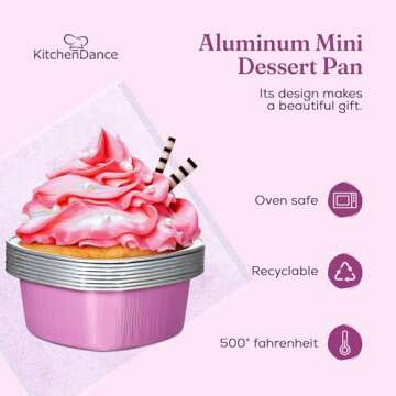 KitchenDance Disposable Aluminum Mini Heart Shaped Cake Pan with Lid - 3.5 Ounce, Pink