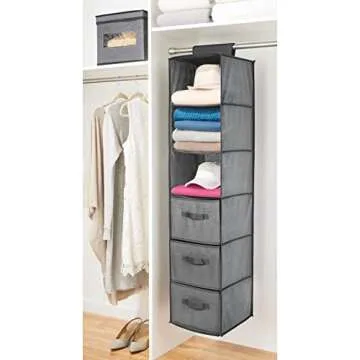 mDesign Hanging Storage Organizer with 3 Drawers and 3 Shelves