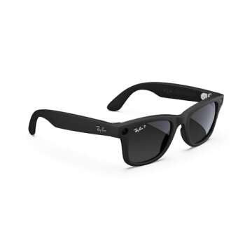 Meta Large Square Sunglasses, Wayfarer, Matte Black/Polarized Gradient Graphite, Large (Renewed)