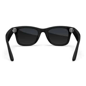 Meta Large Square Sunglasses, Wayfarer, Matte Black/Polarized Gradient Graphite, Large (Renewed)