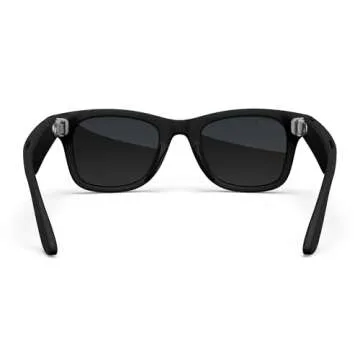 Meta Large Square Sunglasses, Wayfarer, Matte Black/Polarized Gradient Graphite, Large (Renewed)