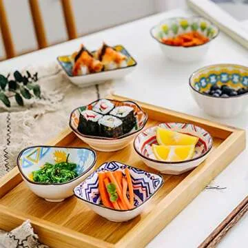 RareCi Mini Ceramic Bowls Set of 6 - Perfect for Dips, Sauces & Charcuterie