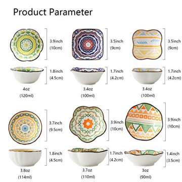 RareCi Small Bowls Sets of 6,1.2 oz Mini Ceramic Bowls,Charcuterie Bowls,Littel Serving Dishes,Sauce Dish, Dipping Bowl Set for Appetizers,Sushi,Soy Sauce