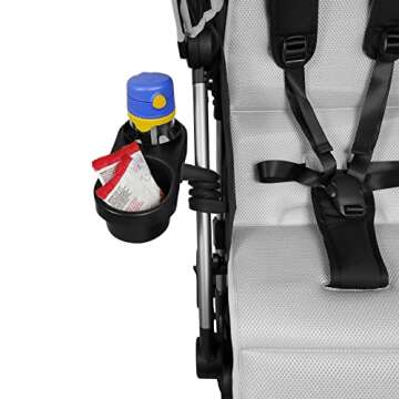 liuliuby Stroller Snack Tray with Cup Holder Accessory- Universal Stroller Accessories for Baby & Toddler - Snack and Drink Organizer with Non-Slip Silicon Arm Grip for Belly Bar, Frames and More