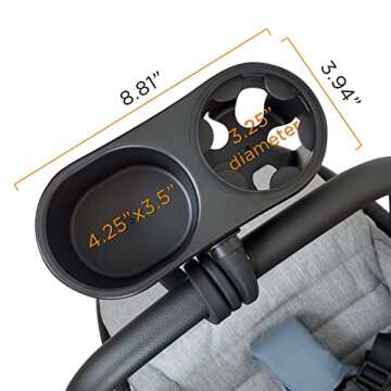 liuliuby Stroller Snack Tray with Cup Holder Accessory- Universal Stroller Accessories for Baby & Toddler - Snack and Drink Organizer with Non-Slip Silicon Arm Grip for Belly Bar, Frames and More