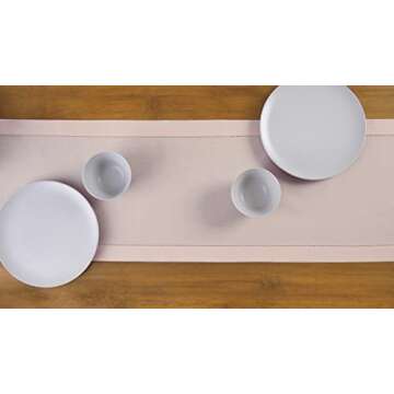 Solino Home Pink Table Runner - 36 Inch Cotton Linen Decor