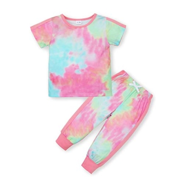 YALLET Toddler Girls Clothes,Baby Girl Fall Outfits Pink Sweatsuit 2 Sets